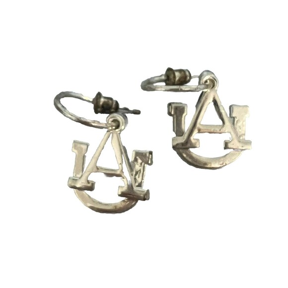 Auburn University Silver Tone Earrings UA AU Hoop Dangle College Fan - Picture 2 of 4